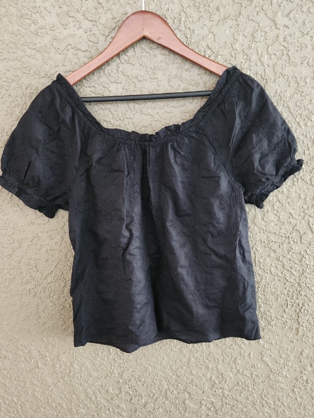 NWT J.Crew Square-neck top with embroidered eyelet Black - Picture 8 of 8